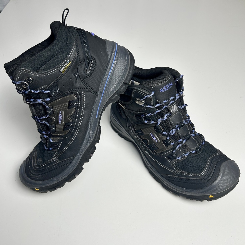 KEEN Utility Braddock Mid Waterproof Work Boots Black Purple Womens 9 1014001